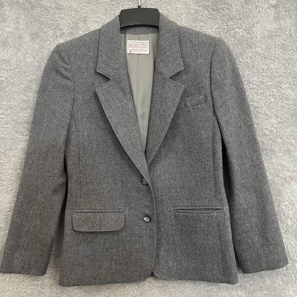 Pendleton Petite 100% Virgin Wool Gray Blazer Women's Size 6
